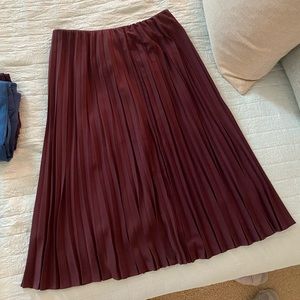 Pleated Maroon Maxi Skirt